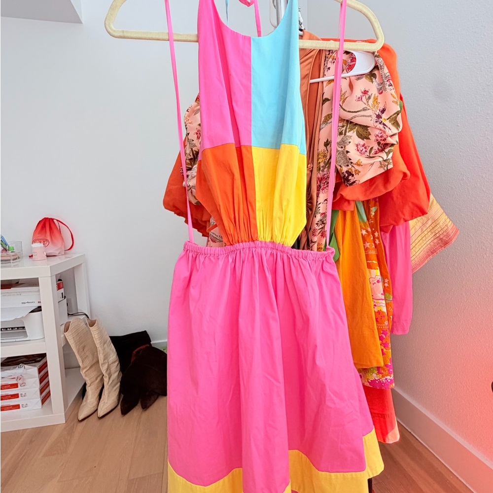 Staud Colorblock Pink Summer Dress - Picture 4 of 12